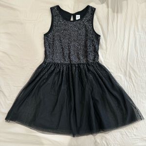 GAP Kids Sequin mix media tulle Dress black L 10 - 11